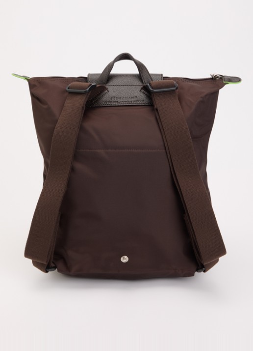 Longchamp Le Pliage rugzak M met leren details - achterkant 4 donkerbruin