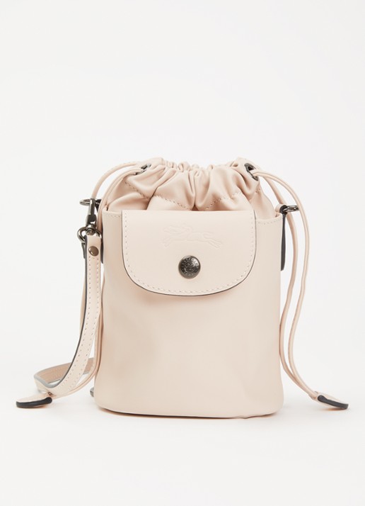 Longchamp Le Pliage Xtra crossbodytas XS van leer - voorkant 4 lichtroze