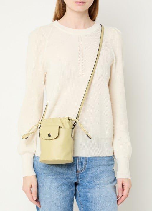 Longchamp Le Pliage Xtra crossbodytas XS van leer - voorkant 6 groen