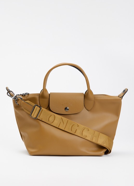 Longchamp Le Pliage Xtra handtas S van leer - voorkant 2 cognac