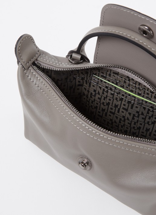 Longchamp Le Pliage Xtra handtas XS van leer met afneembare schouderriem - detail 4 grijs