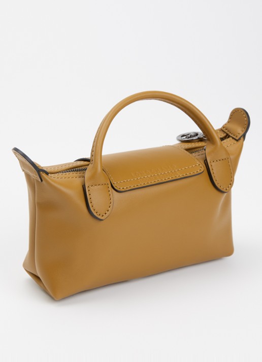 Longchamp Le Pliage Xtra handtas XS van leer met afneembare schouderriem - achterkant cognac