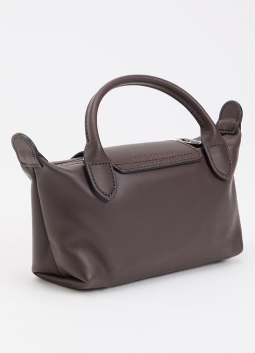 Longchamp Le Pliage Xtra handtas XS van leer met afneembare schouderriem - achterkant 7 donkerbruin