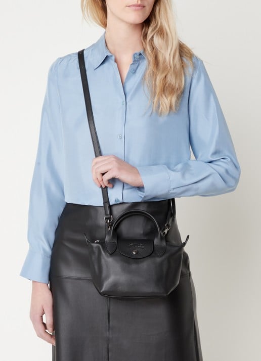 Longchamp Le Pliage Xtra handtas XS van leer - voorkant 4 zwart