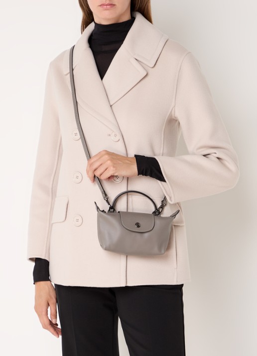 Longchamp Le Pliage Xtra handtas XS van leer - voorkant 3 grijs