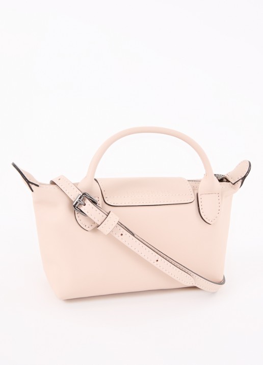 Longchamp Le Pliage Xtra handtas XS van leer - achterkant lichtroze