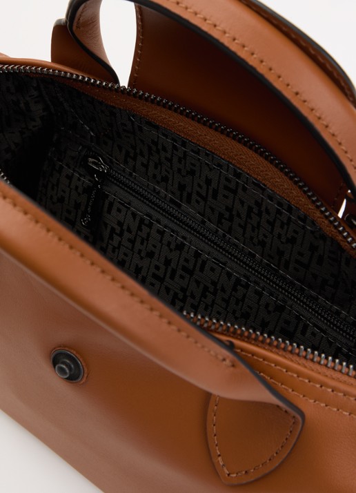 Longchamp Le Pliage Xtra handtas XS van leer - detail 4 oranjebruin