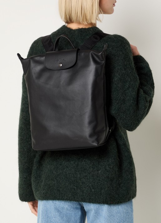Longchamp Le Pliage Xtra rugzak M van leer - voorkant 4 zwart