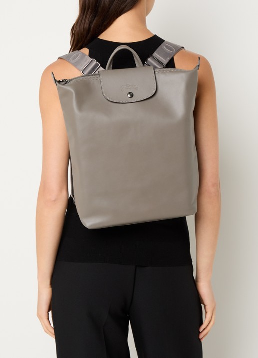 Longchamp Le Pliage Xtra rugzak M van leer - voorkant 3 taupe