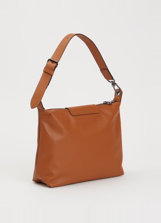 Longchamp Le Pliage Xtra schoudertas M van leer - achterkant oranjebruin