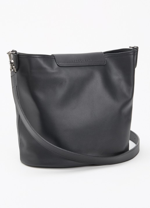 Longchamp Le Pliage Xtra schoudertas M van leer - achterkant 6 zwart