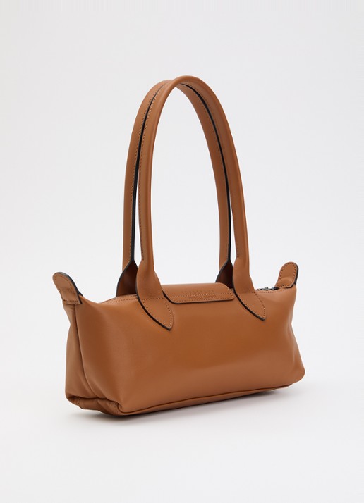 Longchamp Le Pliage Xtra schoudertas M van leer - achterkant oranjebruin