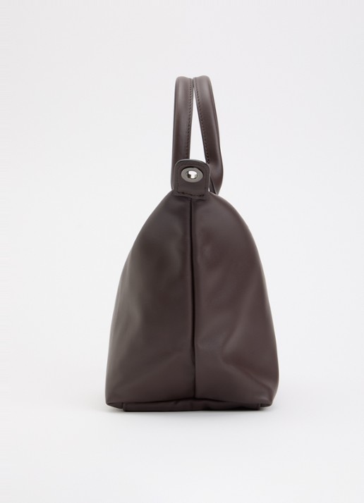 Longchamp Le Pliage Xtra schoudertas S van leer - detail 2 donkerbruin