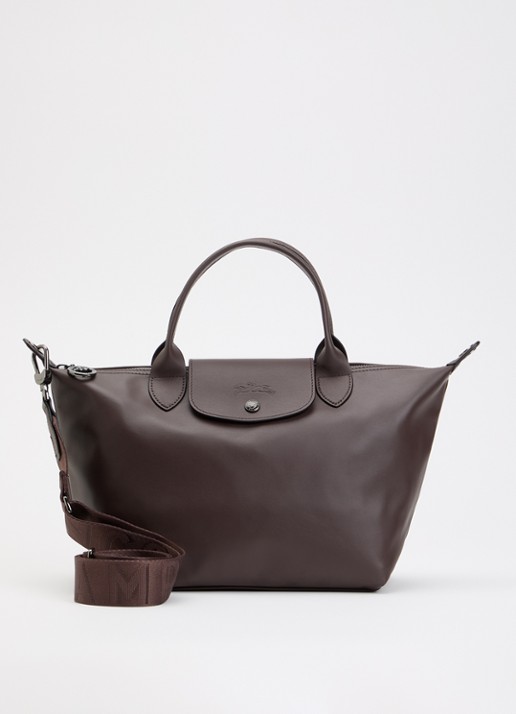 Longchamp Le Pliage Xtra schoudertas S van leer - voorkant 5 donkerbruin