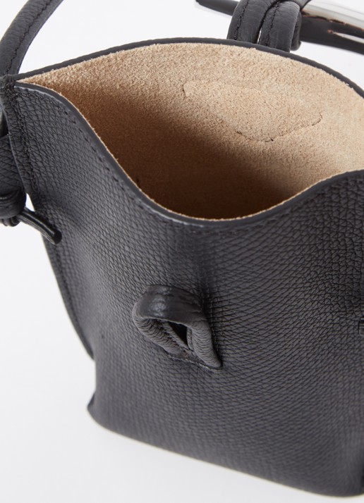 Longchamp Le Roseau crossbody telefoonhoes van leer - achterkant 2 zwart