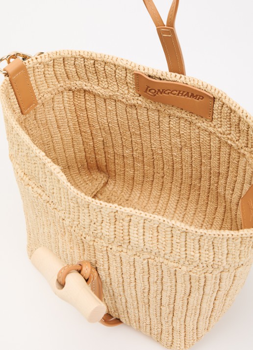 Longchamp Le Roseau crossbodytas XS met details van kalfsleer - detail beige