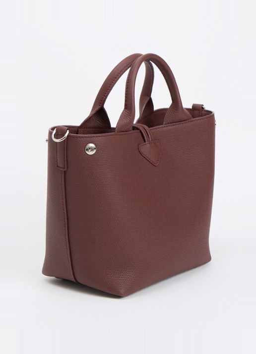 Longchamp Le Roseau handtas S van leer - achterkant 5 bordeauxrood