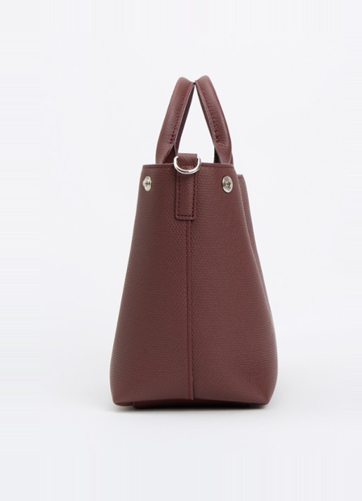 Longchamp Le Roseau handtas S van leer - detail 2 bordeauxrood