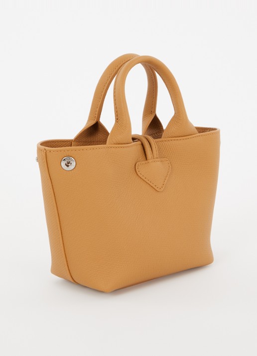Longchamp Le Roseau handtas XS van leer met afneembare schouderriem - achterkant donkeroranje