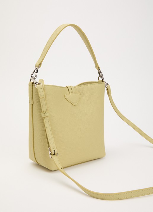 Longchamp Le Roseau handtas XS van leer met afneembare schouderriem - achterkant 7 lichtgroen