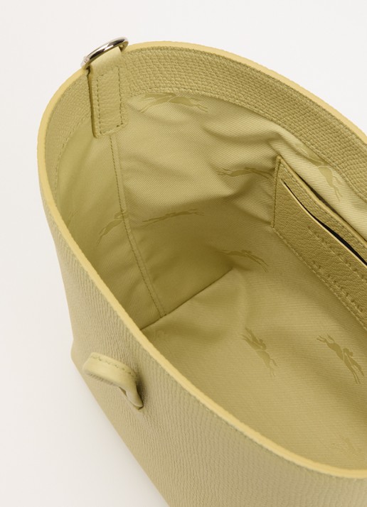 Longchamp Le Roseau handtas XS van leer met afneembare schouderriem - detail 4 lichtgroen