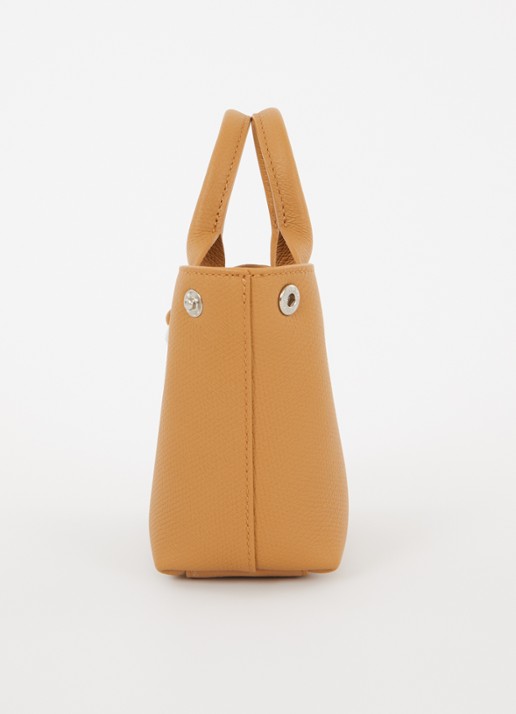 Longchamp Le Roseau handtas XS van leer - detail 3 donkeroranje