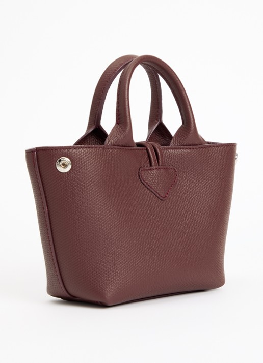 Longchamp Le Roseau handtas XS van leer - achterkant 5 bordeauxrood