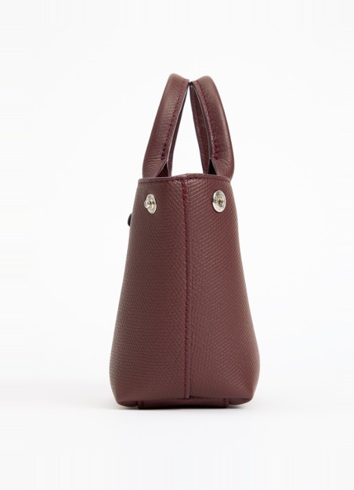 Longchamp Le Roseau handtas XS van leer - detail 2 bordeauxrood