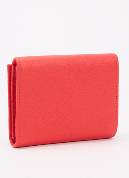 Longchamp Le Roseau portemonnee van leer met structuur - achterkant rood