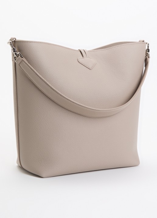 Longchamp Le Roseau schoudertas M van leer - achterkant beige