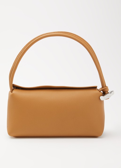 Longchamp Le Roseau schoudertas M van leer  - voorkant 5 cognac