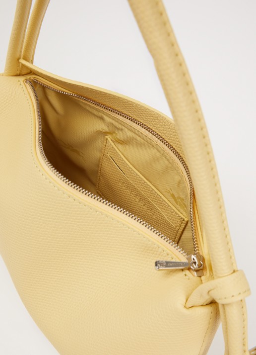 Longchamp Le Roseau schoudertas M van leer  - detail lichtgeel