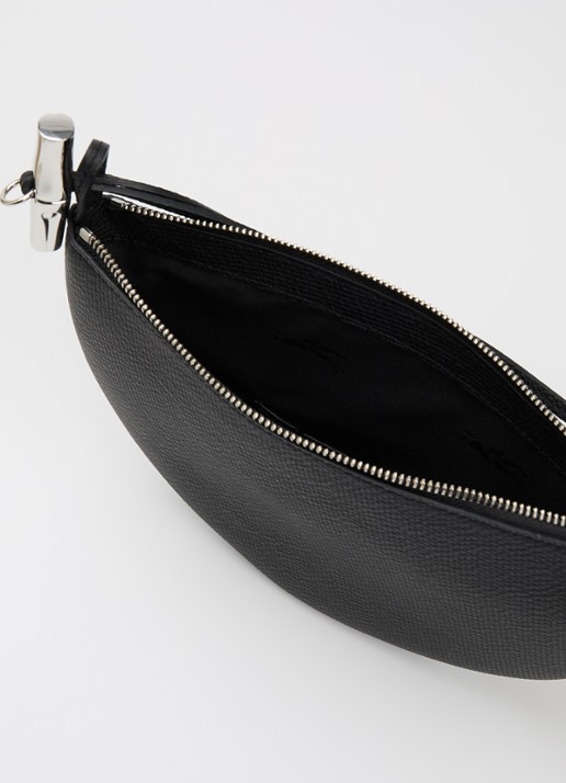 Longchamp Le Roseau schoudertas M van leer - detail 2 zwart