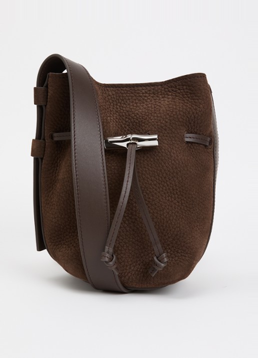Longchamp Le Roseau schoudertas S van nubuck - voorkant 5 bruin