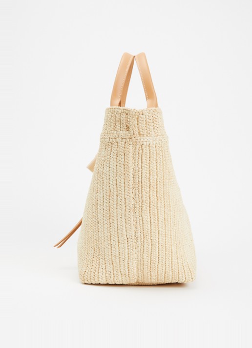 Longchamp Le Roseau shopper L van raffia met kalfsleren details - detail 2 beige