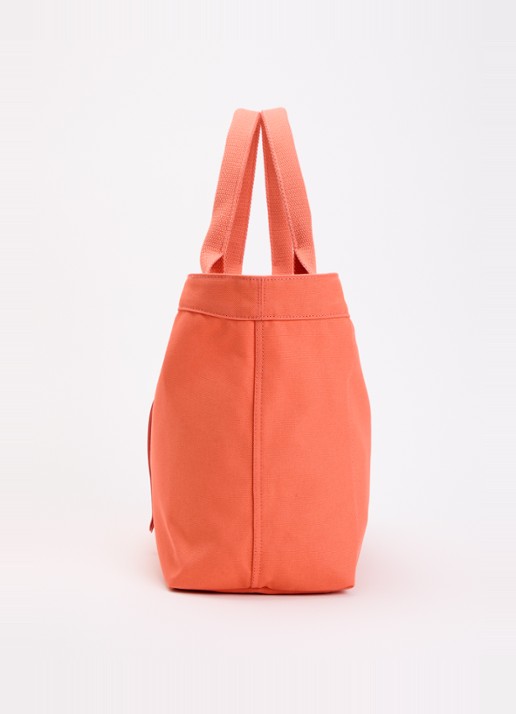 Longchamp Le Roseau shopper van canvas met leren details - detail 3 koraalroze