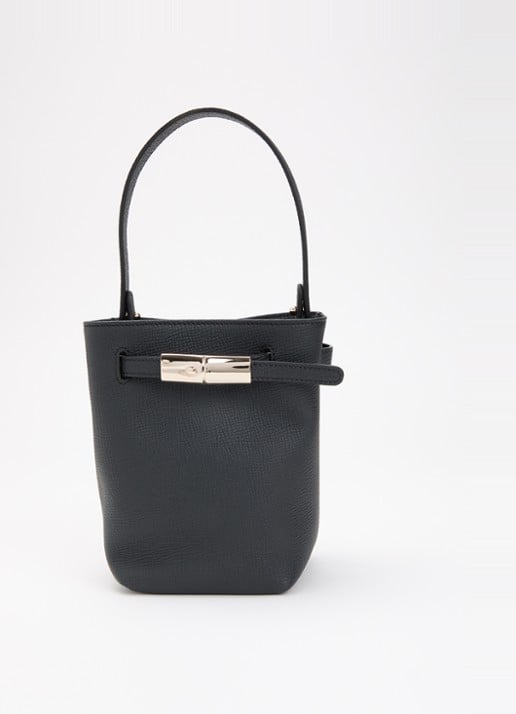 Longchamp Le Smart schoudertas XS van leer met afneembare schouderriem  - voorkant zwart