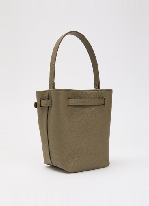 Longchamp Le Smart schoudertas XS van leer met afneembare schouderriem  - achterkant 5 olijfgroen