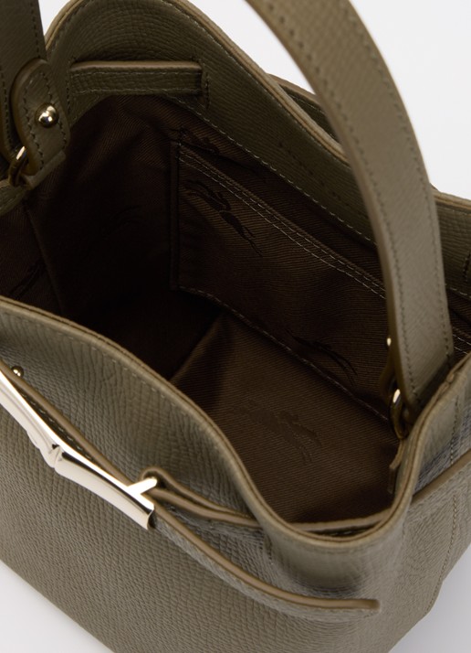Longchamp Le Smart schoudertas XS van leer met afneembare schouderriem  - detail 2 olijfgroen