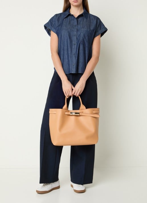 Longchamp Le Smart shopper L van kalfsleer - voorkant 3 camel