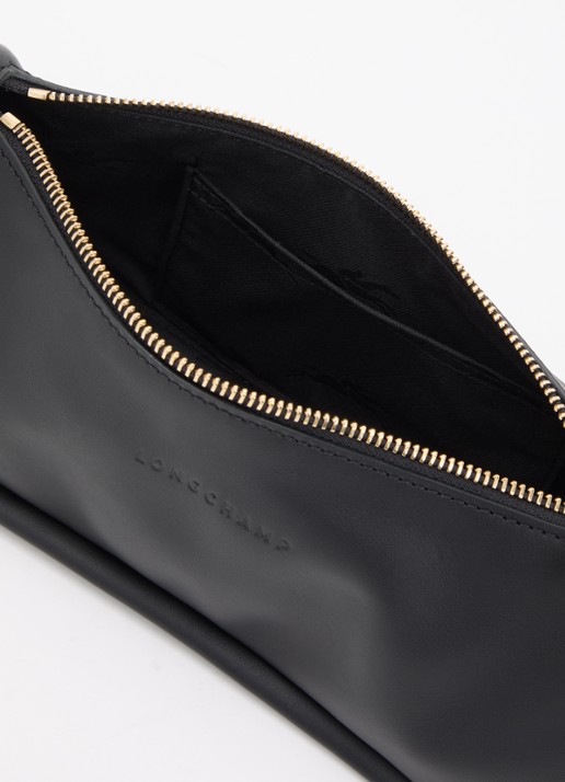 Longchamp Looong schoudertas M van leer - detail 2 zwart