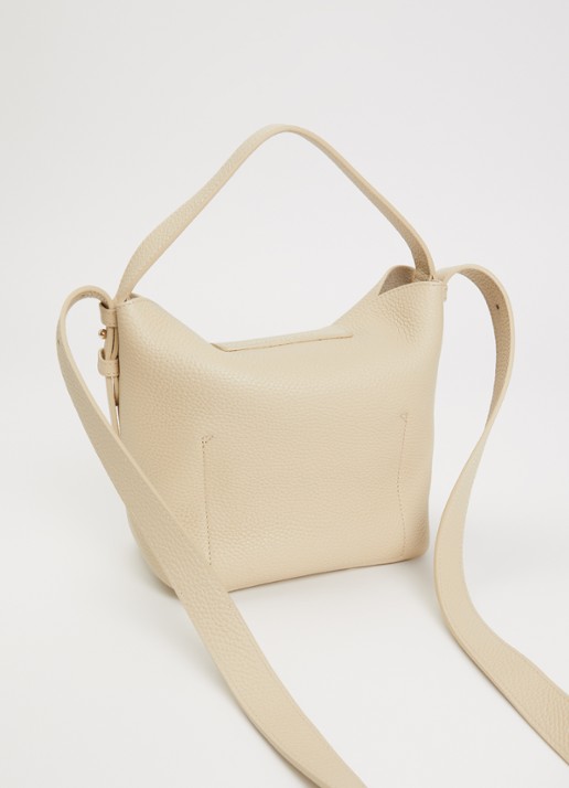 Longchamp Schoudertas van leer met logo  - achterkant creme