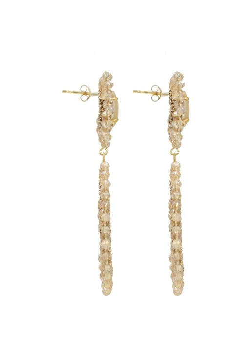 LOTT. gioielli Apollo Double Drop oorstekers verguld - detail beige