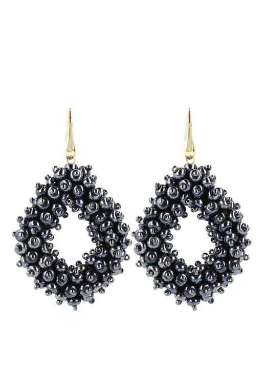 LOTT. gioielli Double Stones Glassberry L oorhangers met kralen - voorkant blauw