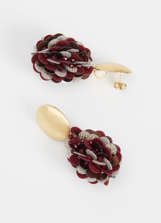 LOTT. gioielli Estelle S oorstekers met pailletten verguld - detail aubergine
