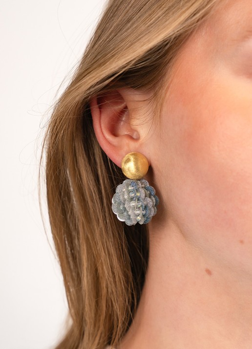 LOTT. gioielli Fine Sequin Globe S Sanne oorstekers verguld - voorkant 3 lichtblauw