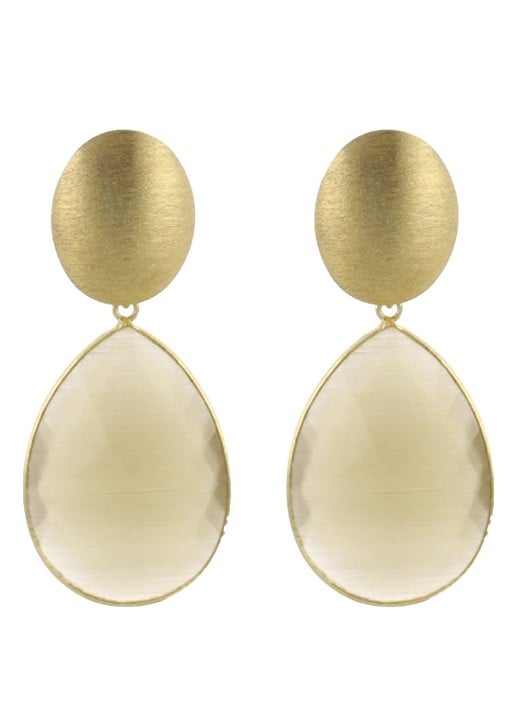 LOTT. gioielli Framed Drop oorstekers verguld  - voorkant beige