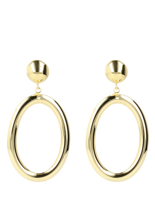 LOTT. gioielli Hoop oval oorstekers met hanger verguld - voorkant 2 goud