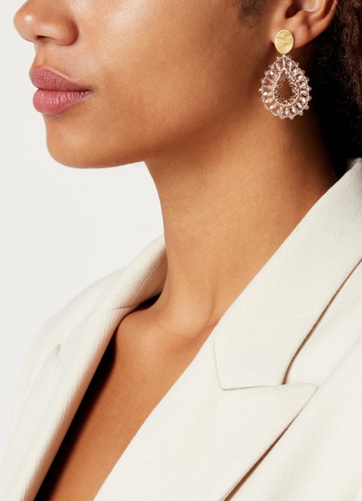 LOTT. gioielli Silk Drop Crystal oorstekers met kralen - voorkant 2 goud