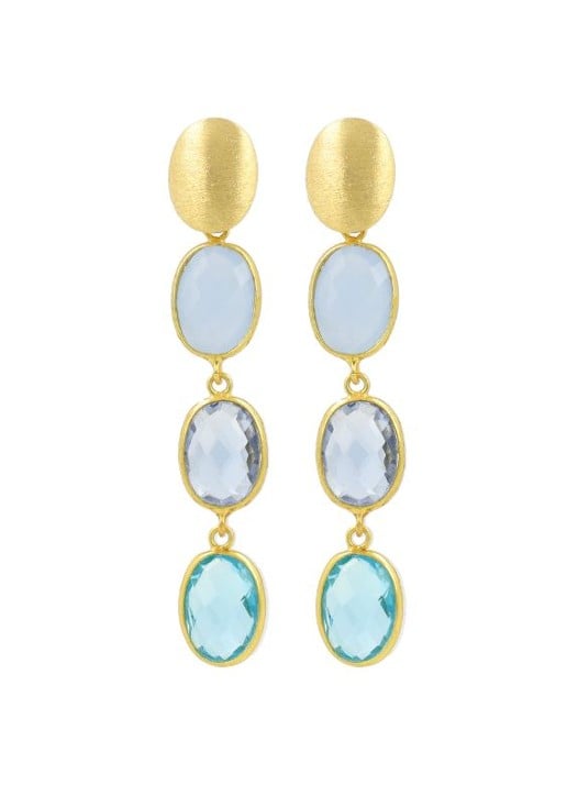 LOTT. gioielli Three Framed Stones April oorstekers verguld